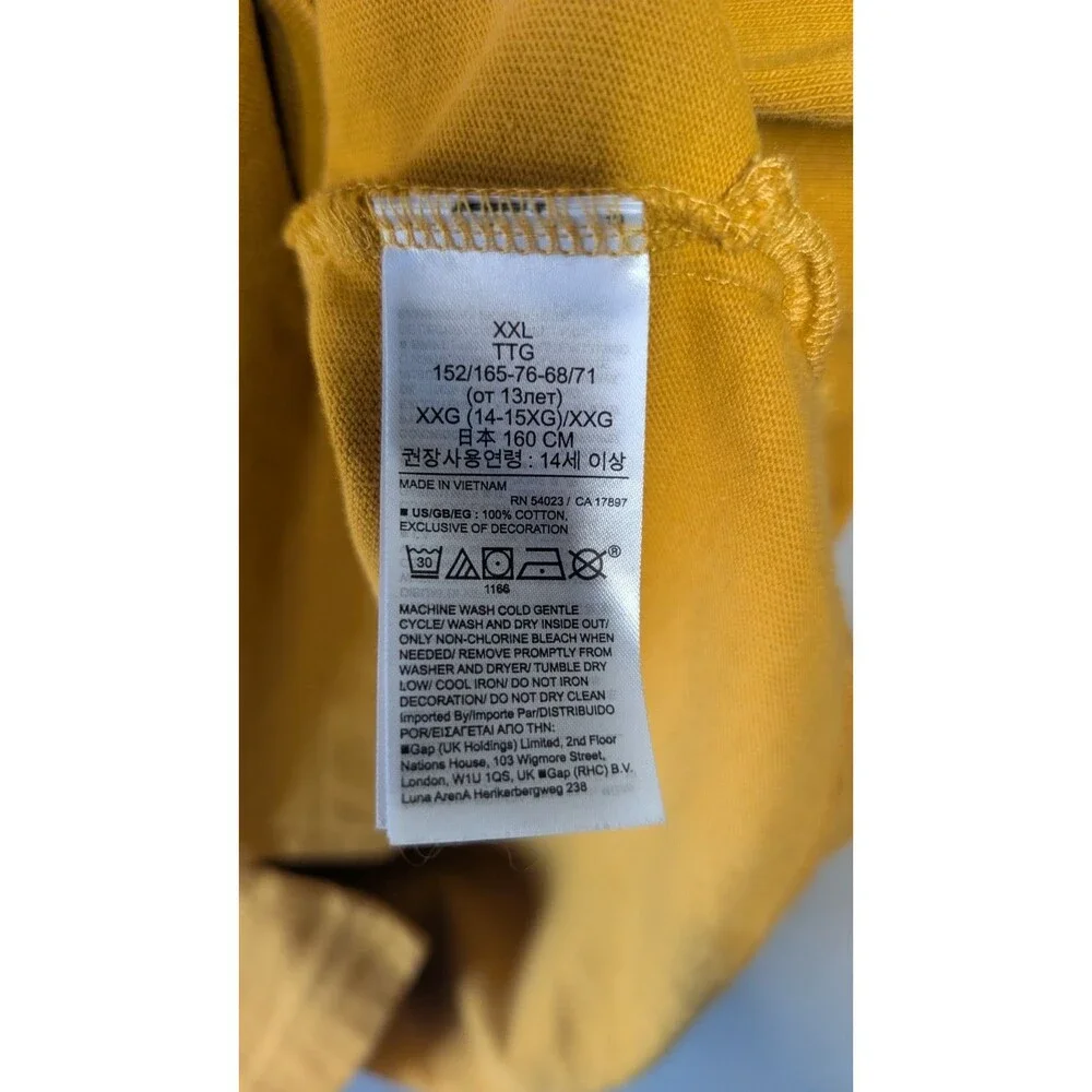 GAP Kids Boys XXL Blue Green Yellow Colorblock Logo Long Sleeve Rugby Polo Shirt